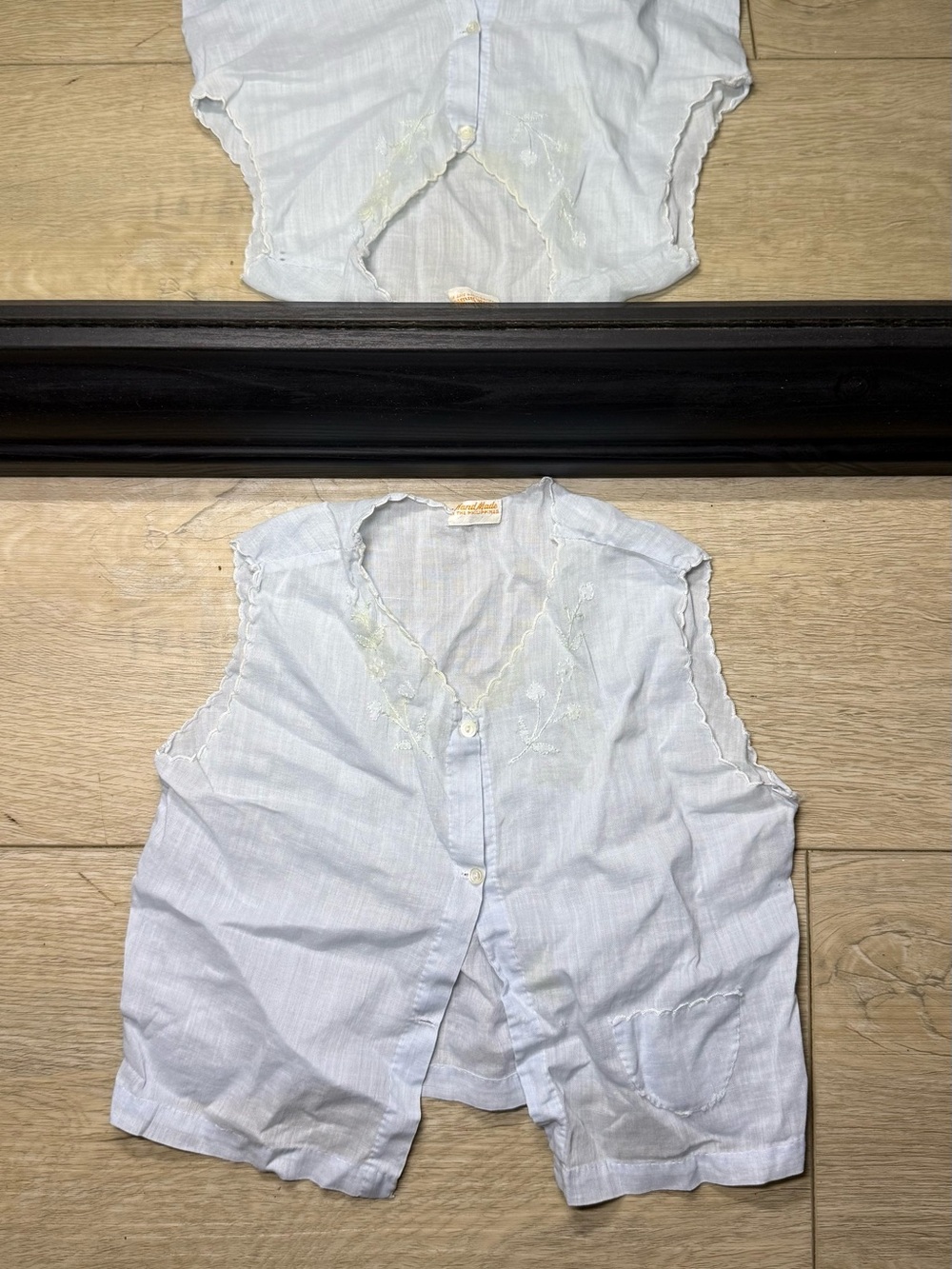 Vintage 1950s Kids / Toddlers Hand Made Embroidered Flower Button Up Vest